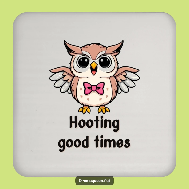Funny Triumphant Owl Bowtie Coaster - Protect Surfaces with Wise Humor