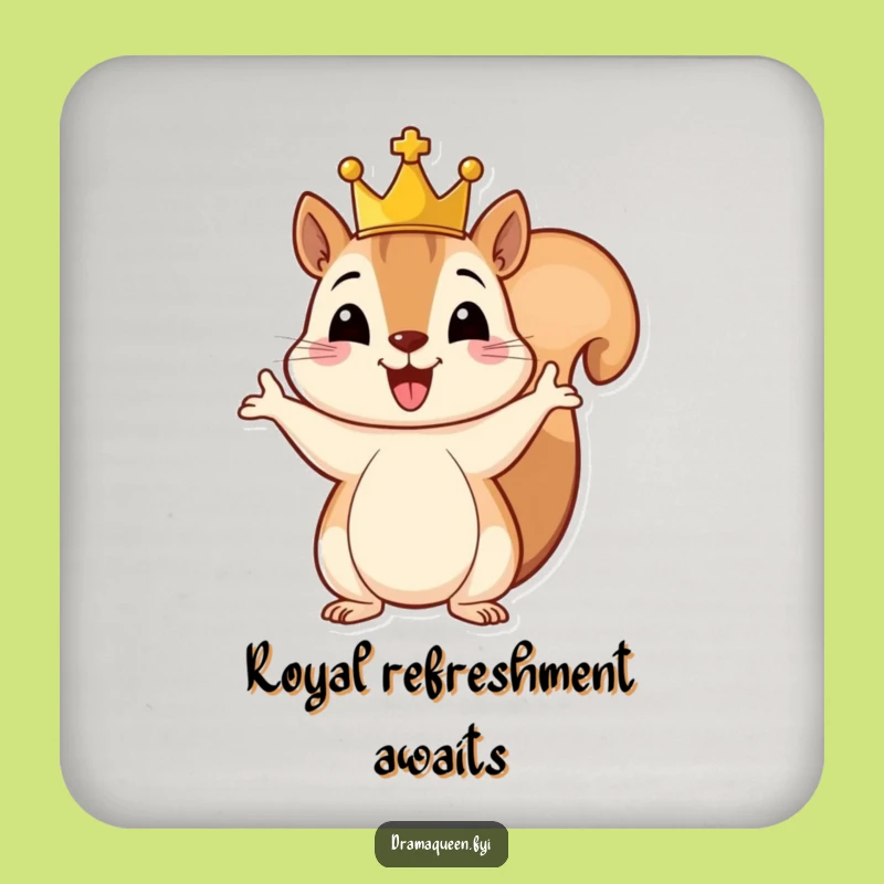 Funny Royal Squirrel Coaster: Protect Surfaces with a Crowned Rodent, Hilarious Housewarming Gift