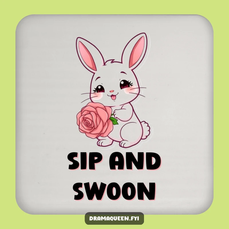 Funny Rabbit Rose Coaster: Protect Surfaces with Cute Bunny Art, Funny Gift