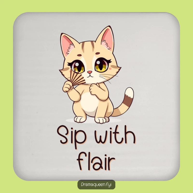 Funny Cat Fan Coaster Set: Stylish Cat Fluttering Fan, Protect Surfaces with Sass