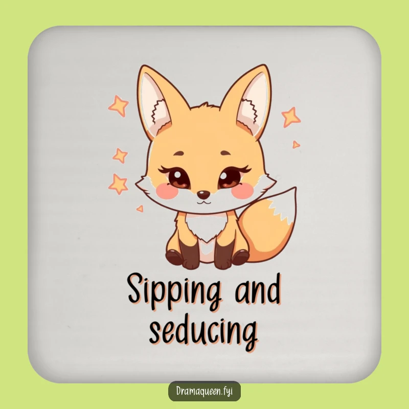 Funny Drink Coaster: Coy Fox Character Protects Surfaces with Eyelash Humor Funny Gift