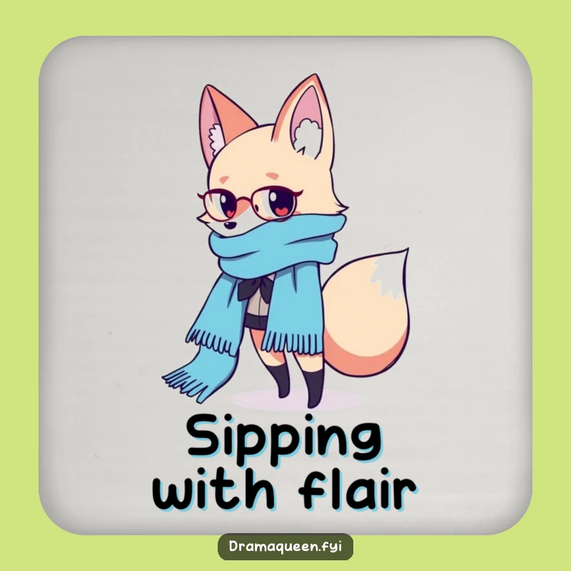Funny Fashion Fox Scarf Coaster: Chic Protection for Your Table