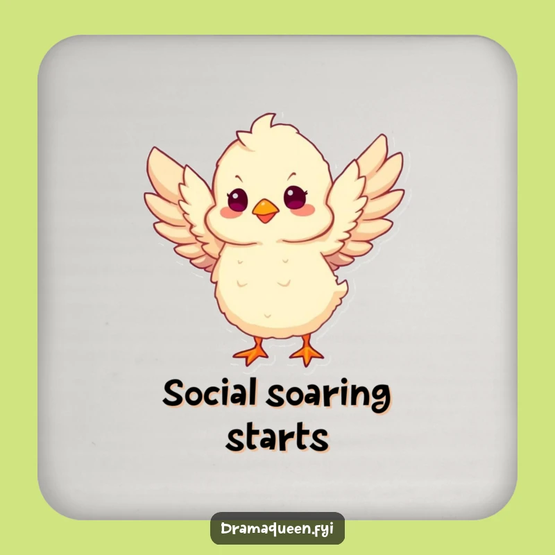 Funny Chick Take Flight Coasters: Protect Surfaces with Hilarious Ambition