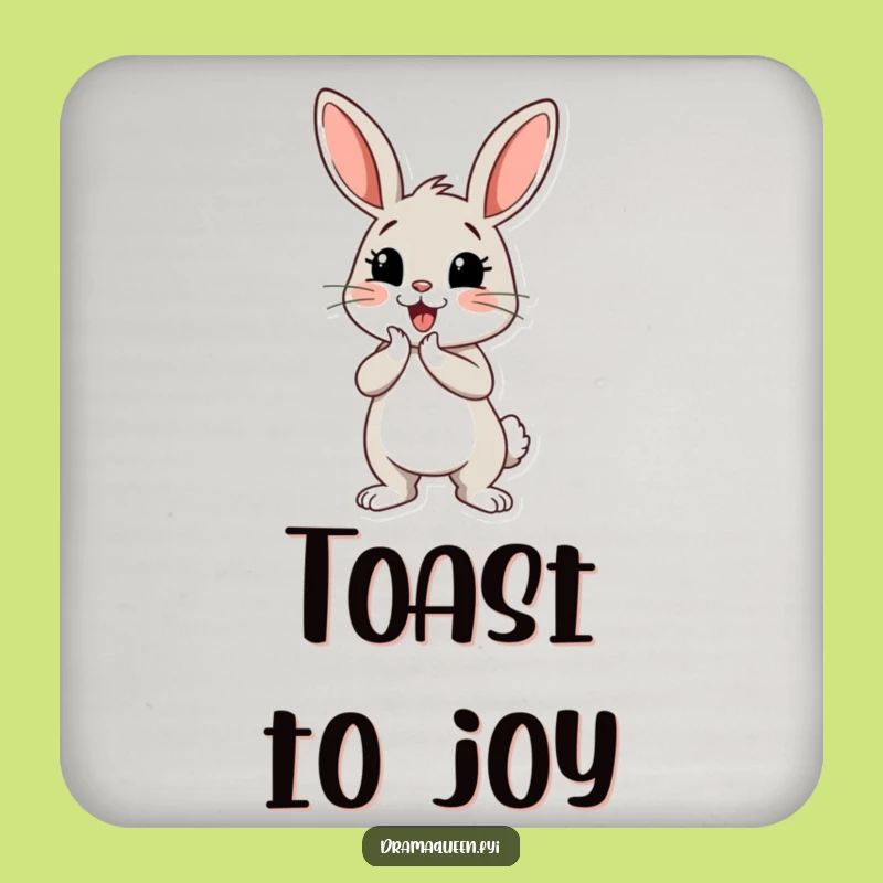 Funny Bunny Curtsey Coaster Set: Cheerful Bunny Flourish, Protect Surfaces with Charm