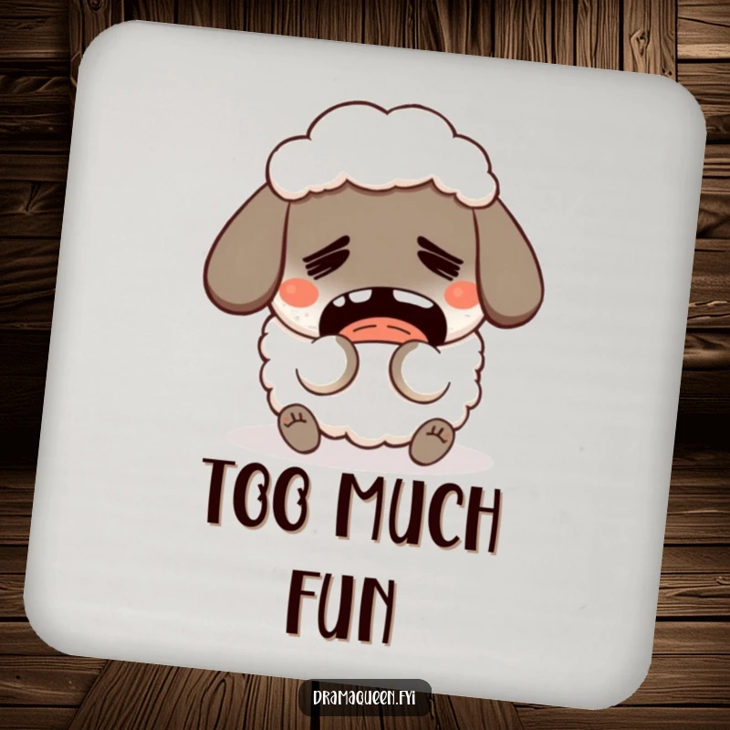 Funny Fainting Sheep Coaster: A humorous sheep character faints dramatically, offering exaggerated and funny protection for tables.