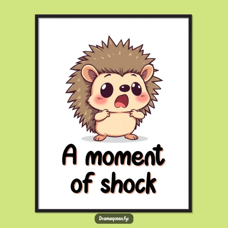 Funny Hedgehog Poster: Shocked Pose, Curious Surprise, Hilarious Wall Art