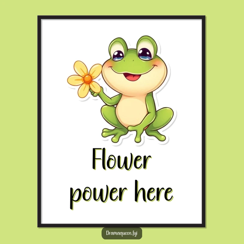 Funny Frog Poster - Goofy Flower Pose Art, Whimsical Funny Gift