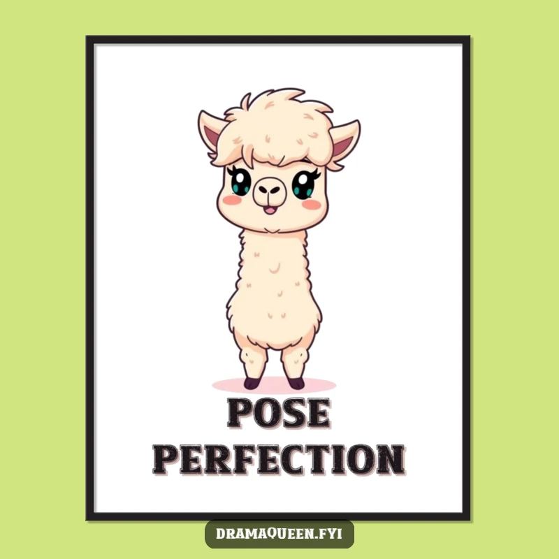 Funny Alpaca Drama Poster: Fluffy Mane Pose for Wall Art