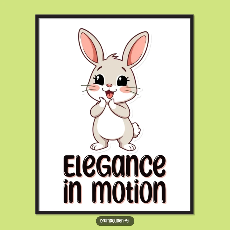 Funny Bunny Curtsey Poster: Cheerful Bunny Drama, Stylish Wall Art, Hilarious Gift