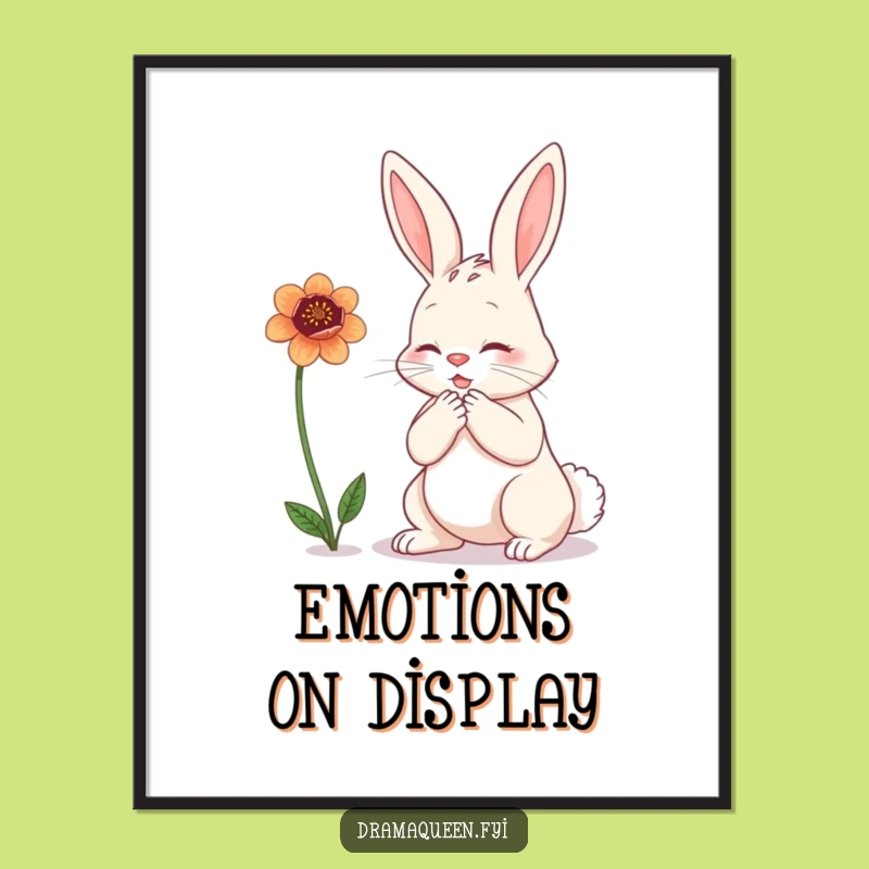 Funny Bunny Flower Poster - Dramatic Art Print, Ideal Funny Gift