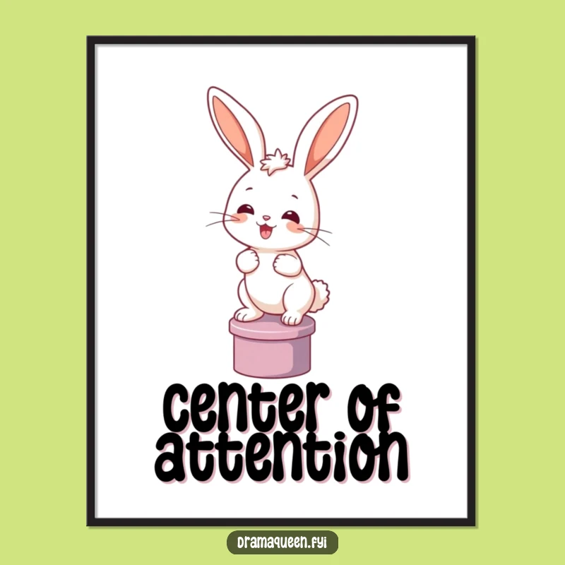 Funny Bunny Poster - Happy Posing Rabbit Art, Whimsical Funny Gift