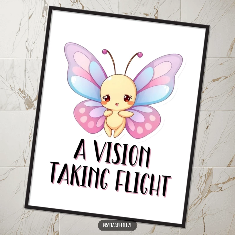 Funny Poster: A beautiful butterfly with large, ornate wings captured mid-flight in a dramatic, elegant pose.