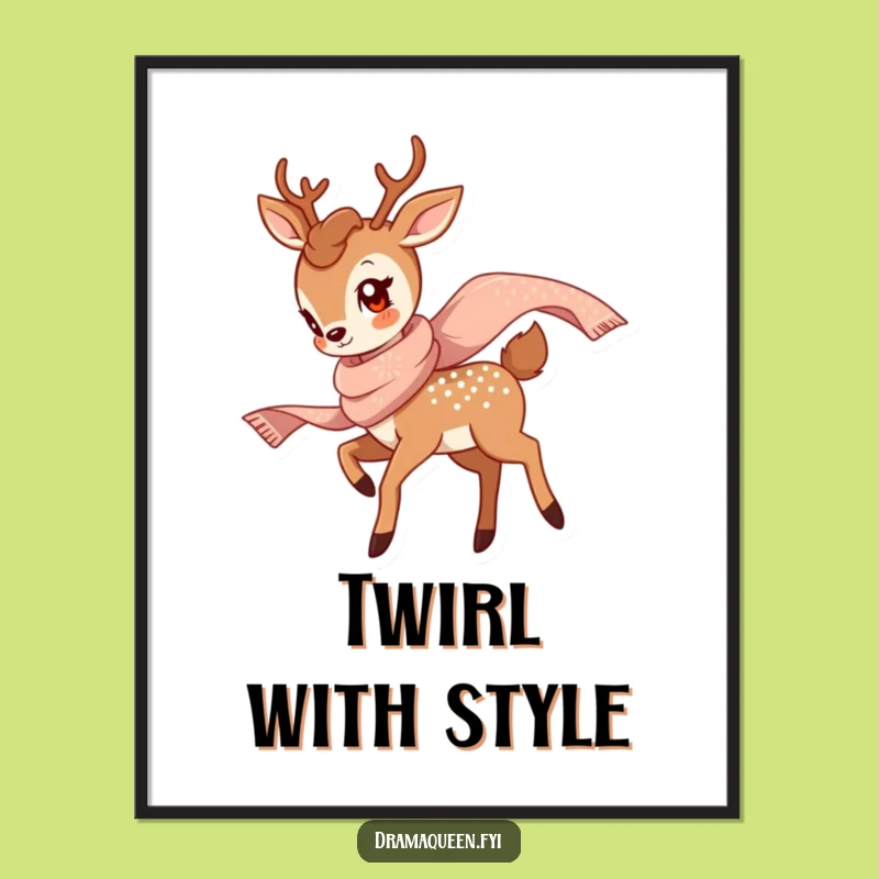 Funny Deer Twirl Poster: Hilarious Wall Art for Graceful and Joyful Spaces