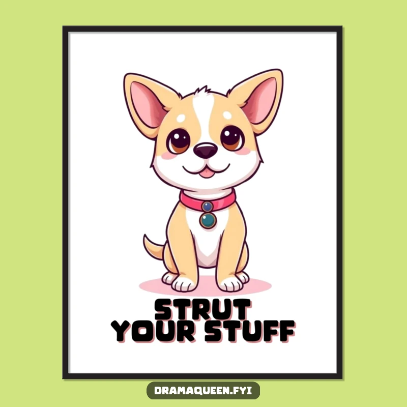 Funny Dog Runway Poster: Cute Dog Posing, Stylish Wall Art, Hilarious Gift