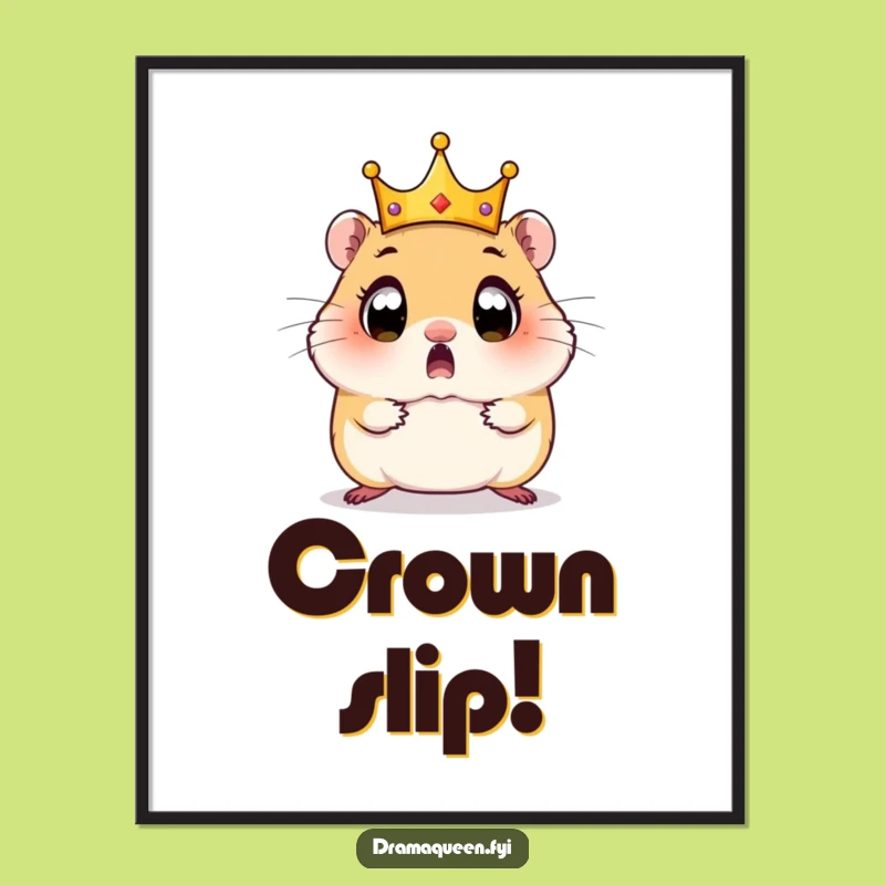 Funny Hamster Crown Poster: Decorate with Royal Mishaps Hilariously