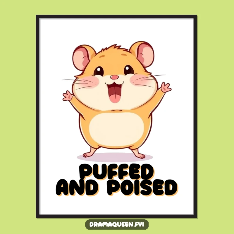 Funny Hamster Pose Poster: Puffed-Cheek Drama for a Humorous Wall