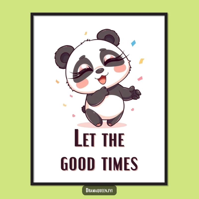 Funny Panda Confetti Poster: Exaggerated Flair Panda Art, Hilarious Gift Decor