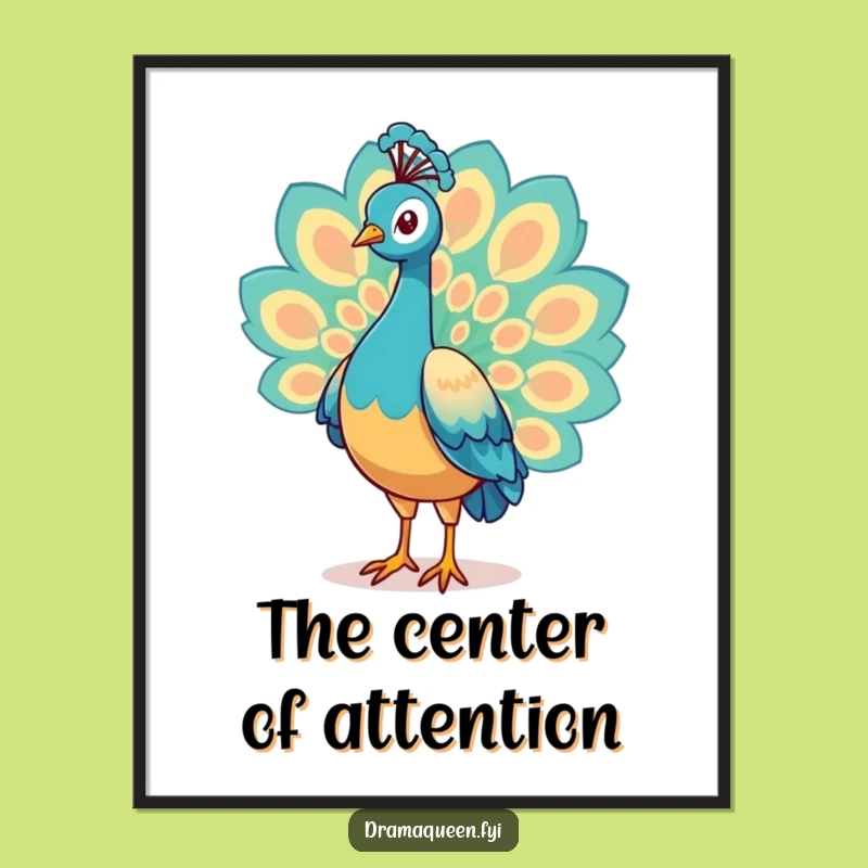 Funny Peacock Poster: Proud Tail Feather Display Wall Art Funny Gift