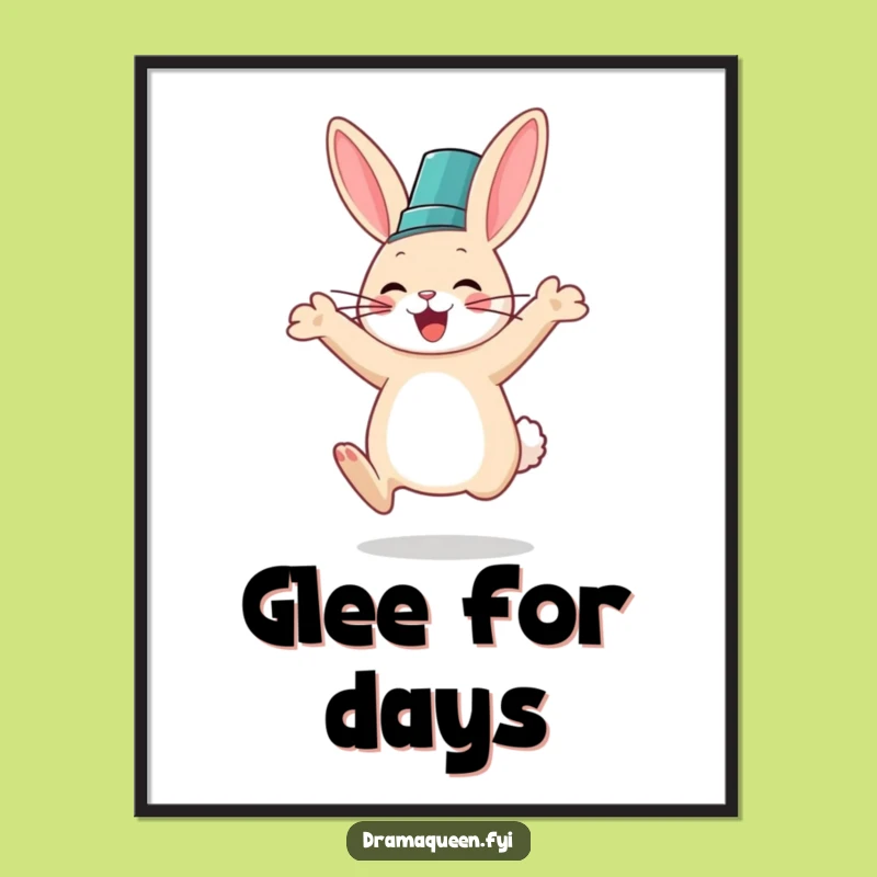 Funny Rabbit Fancy Hat Poster: Hilarious Joyful Art, Perfect Funny Gift!