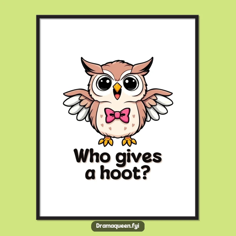 Funny Triumphant Owl Bowtie Poster - Elegant Wall Art for Wise Souls