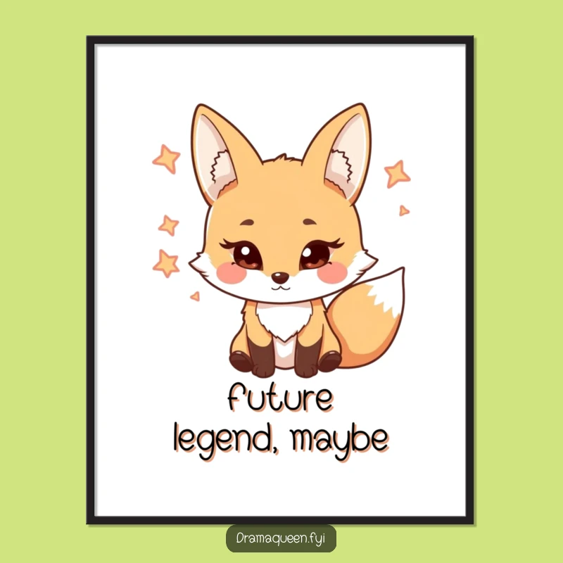 Funny Fox Poster: Coy Eyelash Character Wall Art Funny Gift