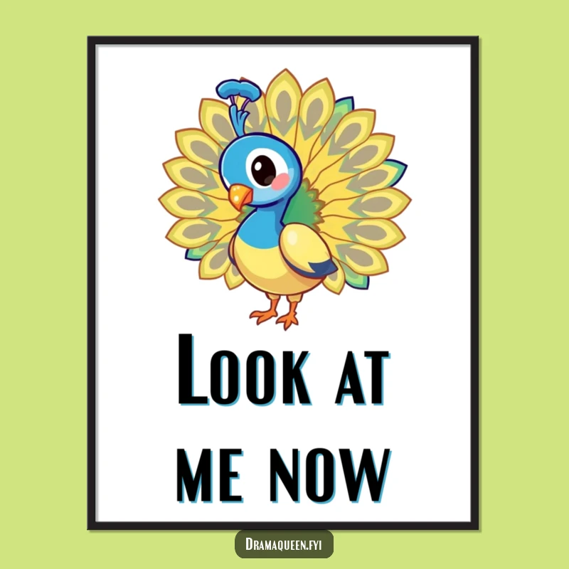 Funny Peacock Art Print: Dazzling Tail Fan Wall Decor Funny Gift