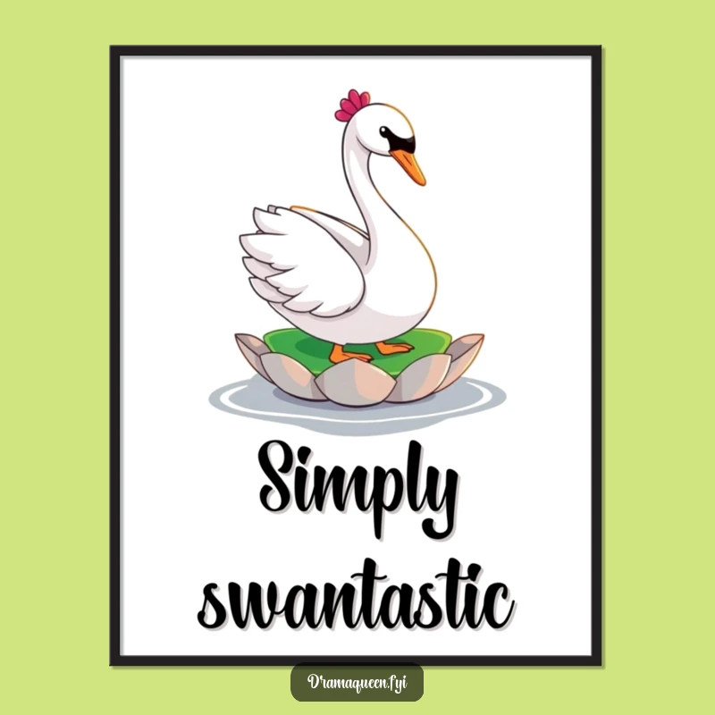 Funny Swan Diva Poster - Dramatic Pose Elegance Funny Wall Art Gift