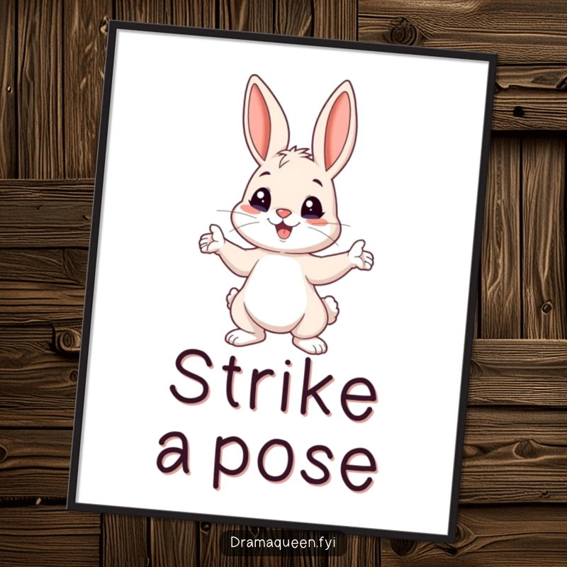Funny Bunny Pose Poster: A playful bunny dramatically striking a pose with ears perked up, adding humorous charm.