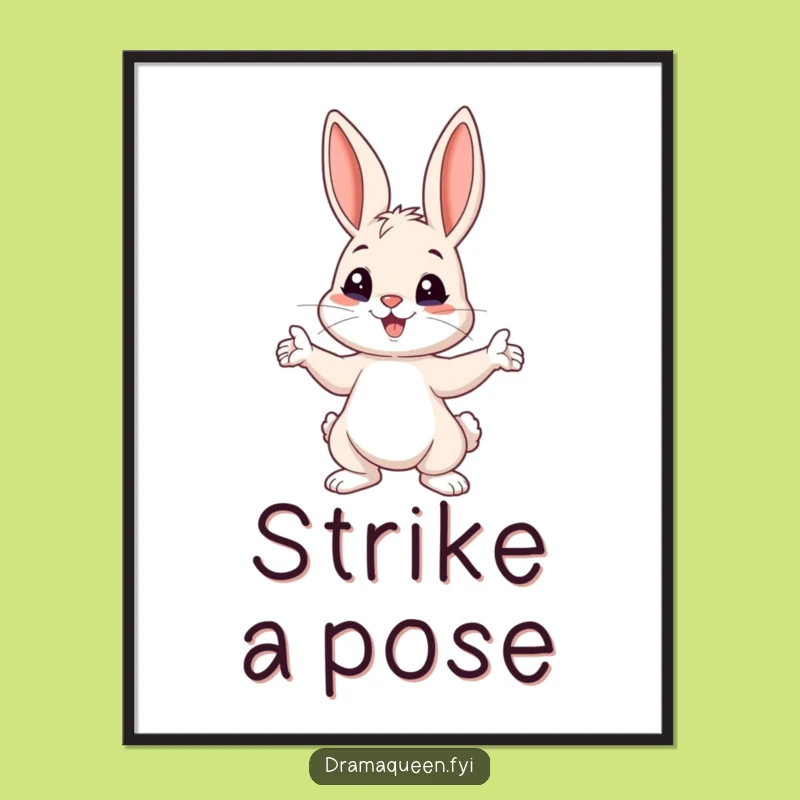 Funny Bunny Pose Poster: Dramatic Playful Art for a Humorous Room Upgrade