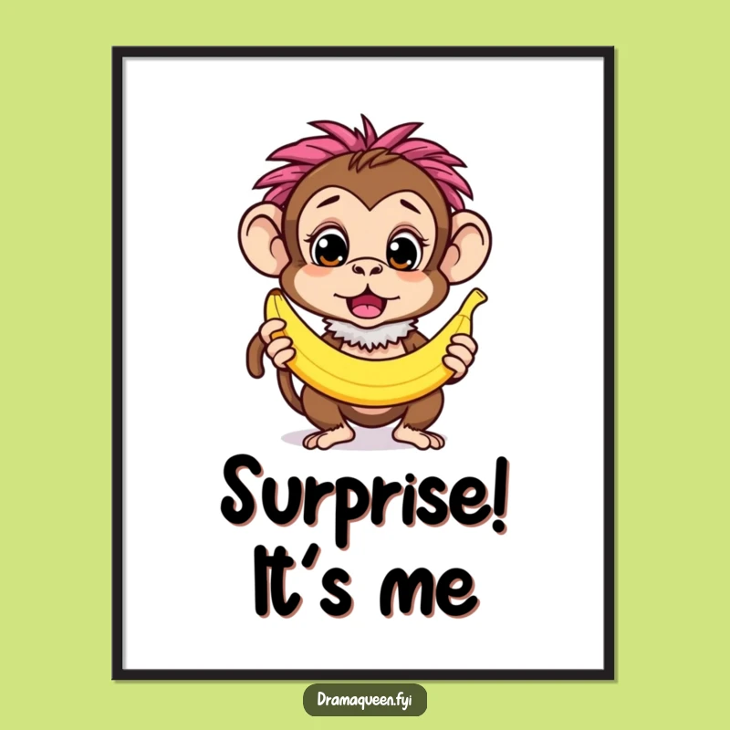 Funny Monkey Boa Poster - Surprised Art Print for Quirky Wall Decor