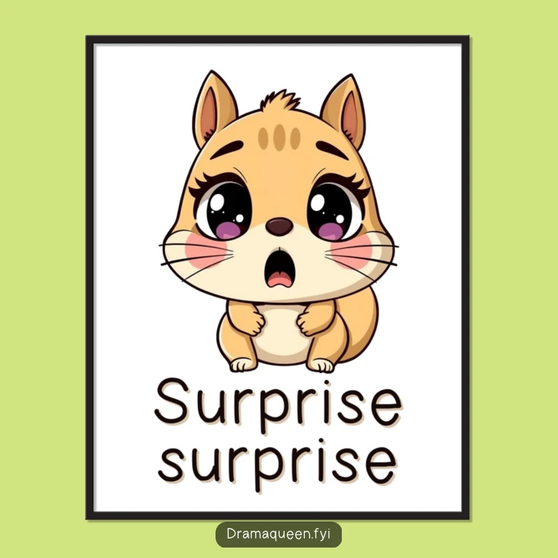 Funny Shocked Squirrel Poster: Expressive Character Art for Lively Walls