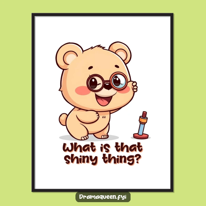 Funny Bear Cub Monocle Poster - Whimsical Wall Art for Curious Minds