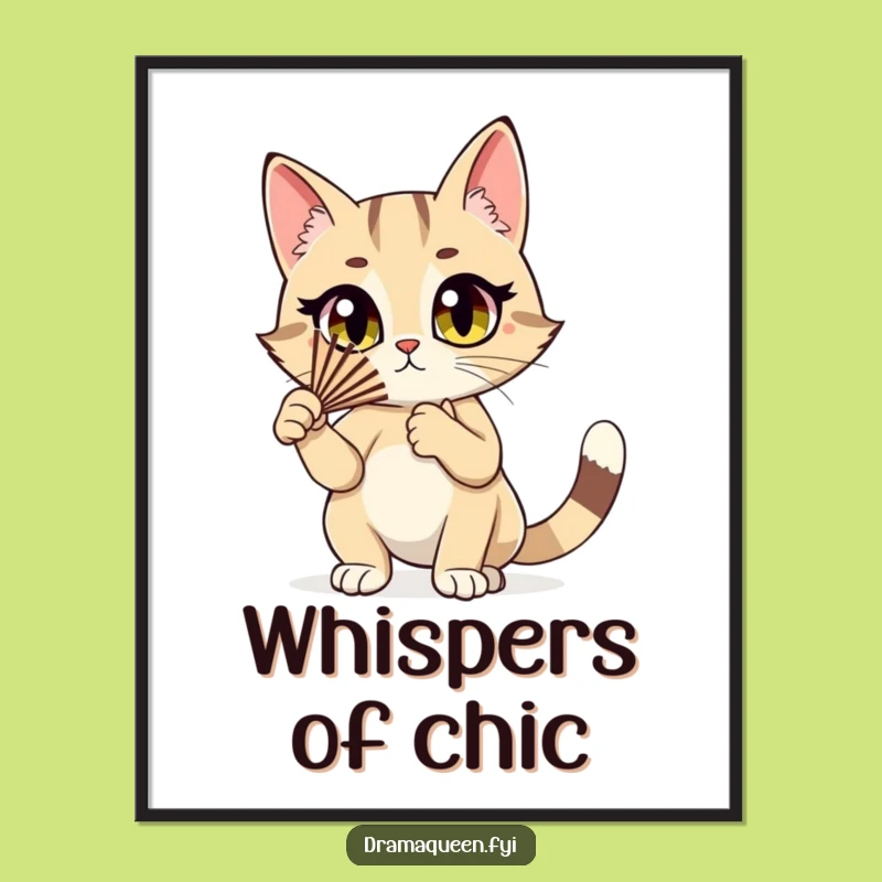 Funny Cat Fan Poster: Dramatic Cat Fluttering Fan, Stylish Wall Art, Hilarious Gift