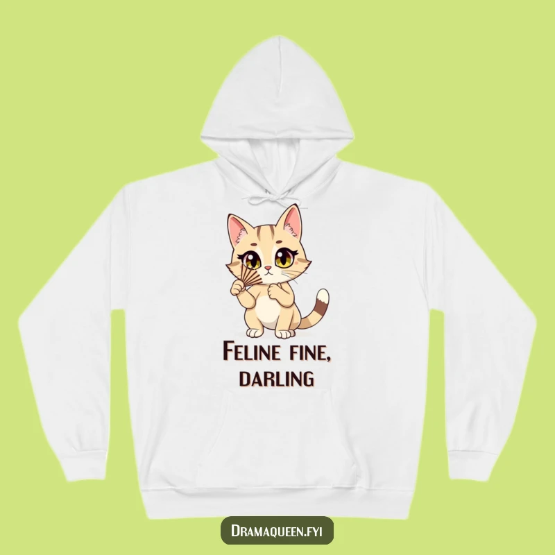 Cozy Funny Cat Fan Hoodie: Dramatic Cat Fluttering Fan, Warm & Hilarious Gift