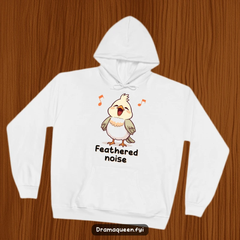 Funny Bird Hoodie: A proud little bird with chest puffed out sings a loud, comical tune with confidence.