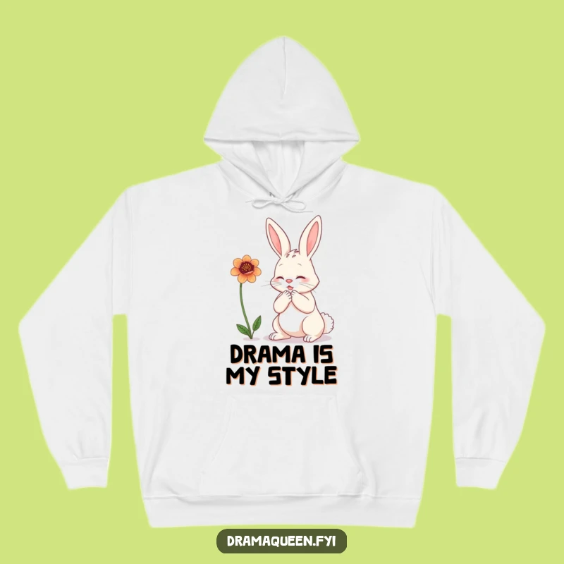 Funny Bunny Flower Hoodie - Cozy Dramatic Humor, Perfect Funny Gift