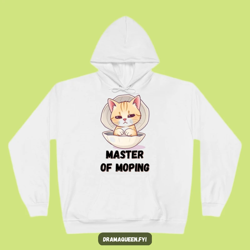 Funny Cat Sad Face Hoodie - Cozy Dramatic Feline Comfort
