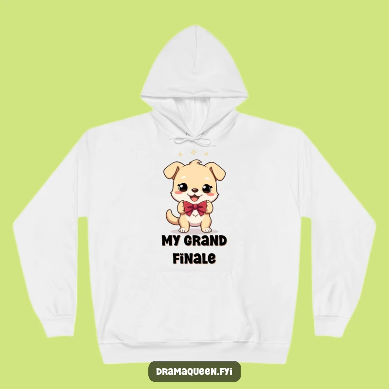 Funny Gleeful Dog Bow Hoodie: Cozy Character Sweatshirt for Dramatic Comfort