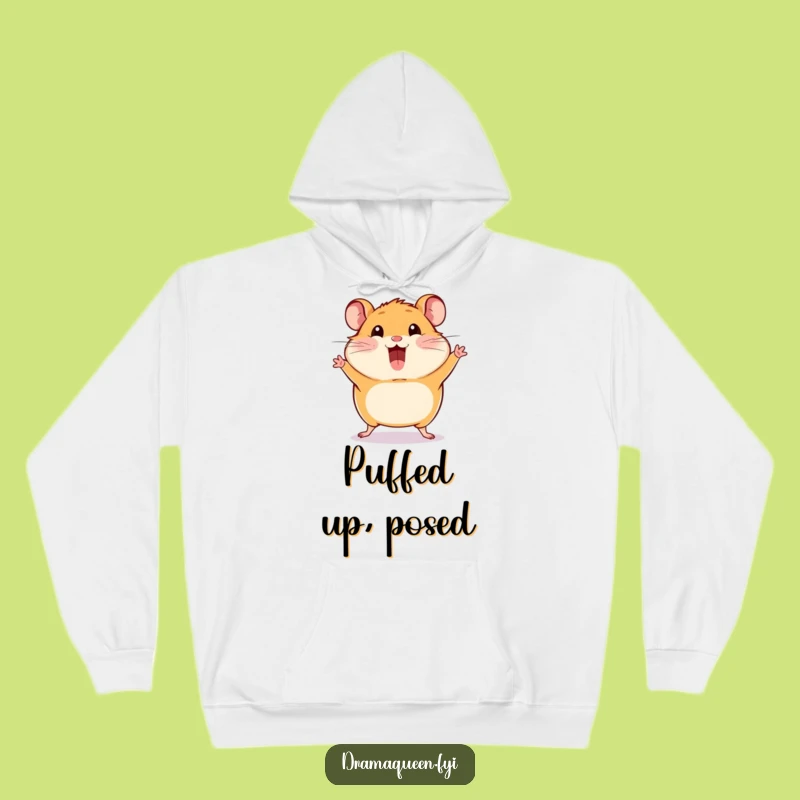 Funny Hamster Pose Hoodie: Cozy Comfort with Dramatic Puffed-Cheek Flair
