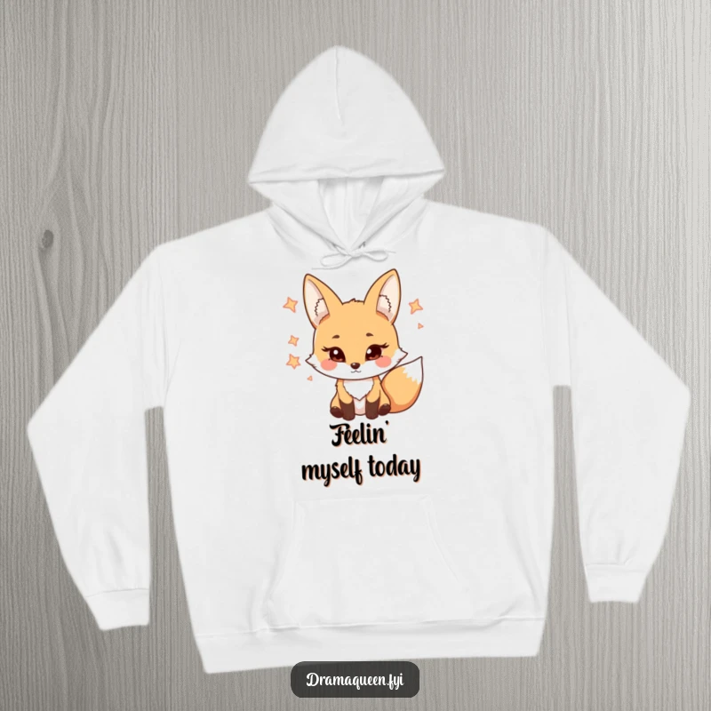 Funny Fox Hoodie depicting a coy character with expressive eyelashes, offering warmth and a touch of playful flirtation.