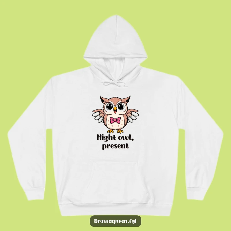 Funny Triumphant Owl Bowtie Hoodie - Cozy & Hilarious Wisdom