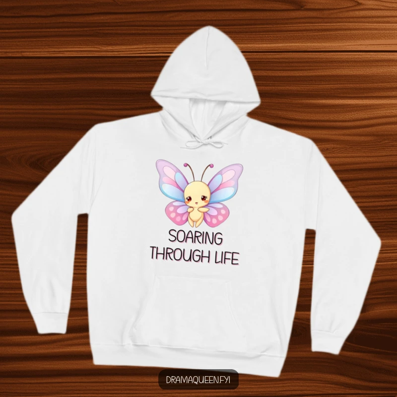 Funny Hoodie: Comfortable and stylish, featuring a butterfly with large, elaborate wings in a dramatic pose.