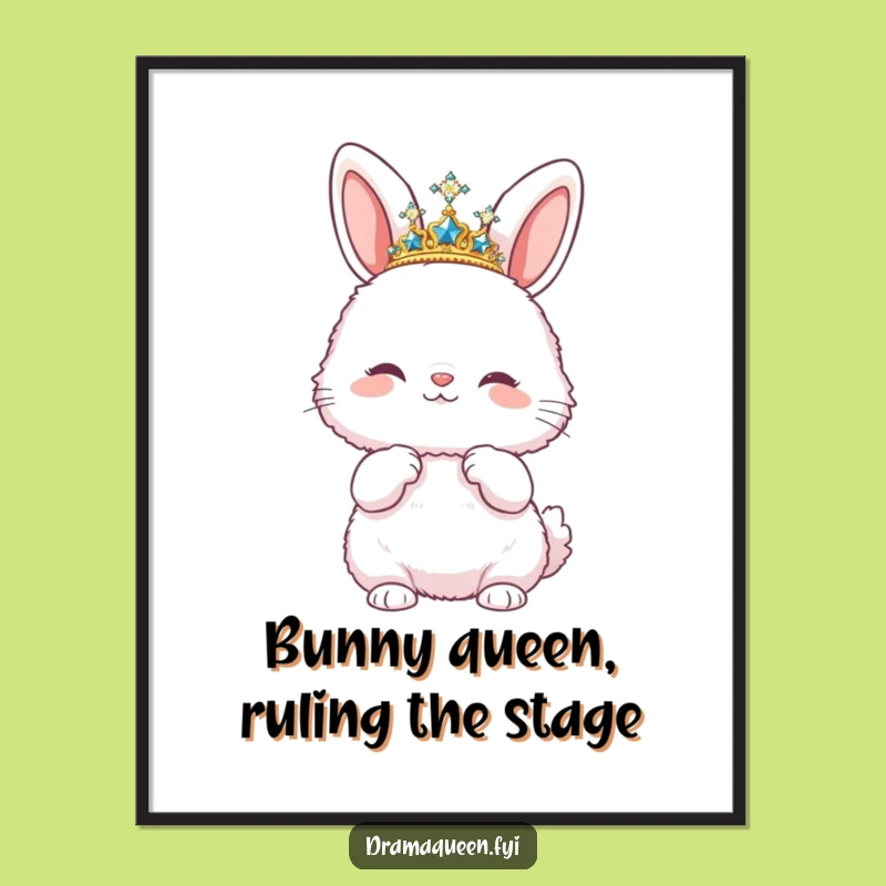 Free Printable Wall Art: Bunny Tiara Pose - Funny Downloadable Decor