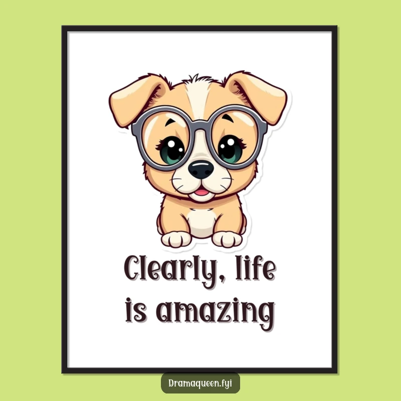 Funny Free Printable Puppy Opera Glasses Art - Quirky Downloadable Decor