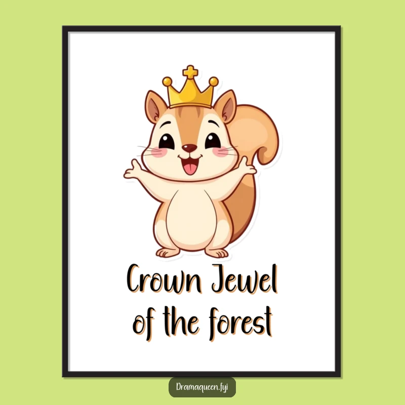 Funny Free Printable Wall Art: Royal Squirrel Crown Downloadable Art for Whimsical Decor