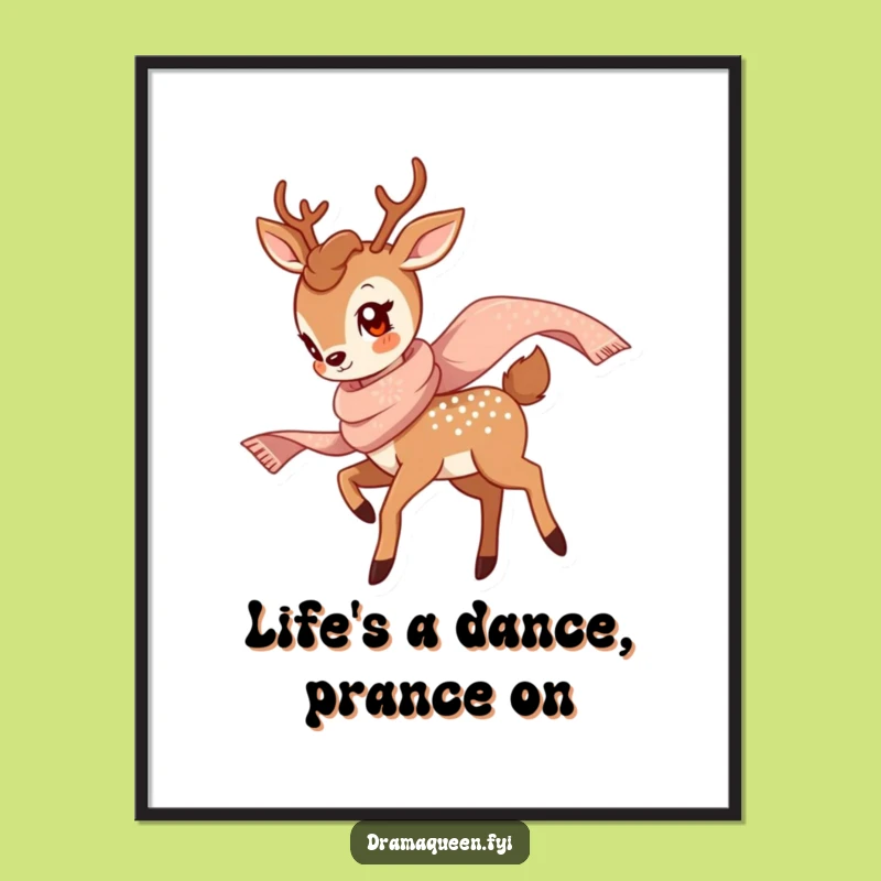 Free Printable Funny Deer Wall Art - Graceful Twirl Downloadable Decor