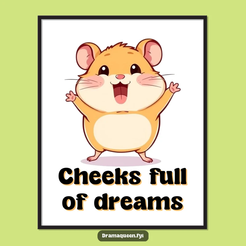 Free Printable Funny Hamster Wall Art: Puffed Cheeks Pose Downloadable Decor