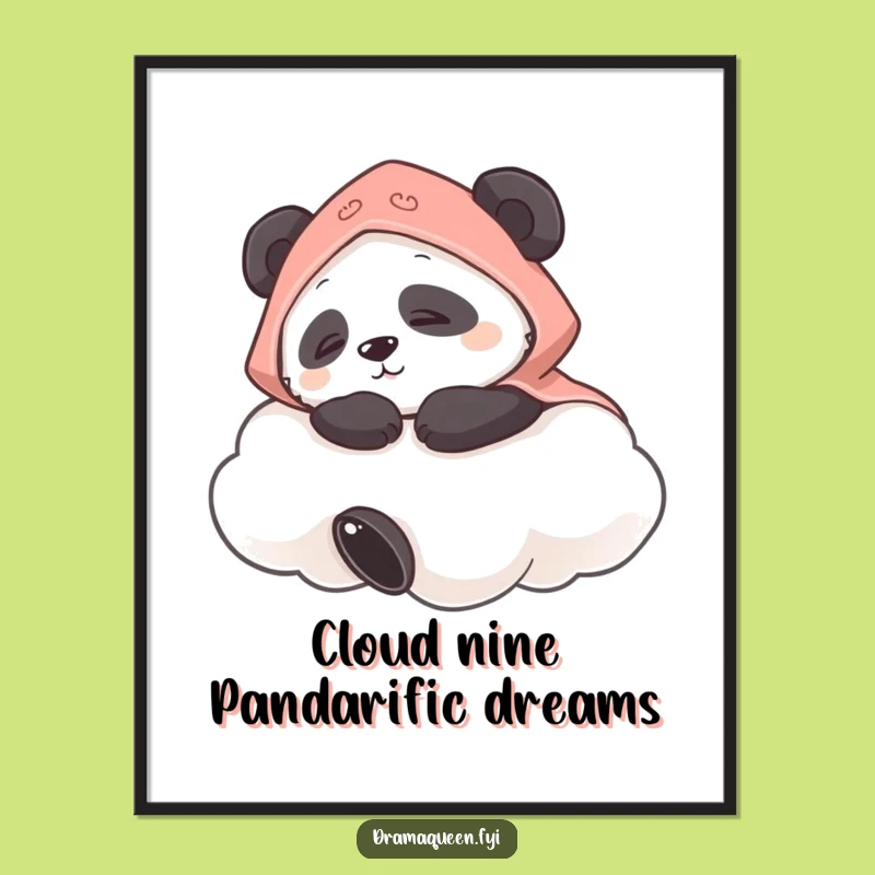 Free Printable Panda Wall Art: Napping Cloud Cape Bear Downloadable