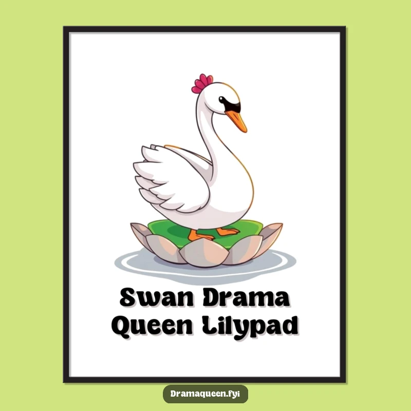 Free Printable Wall Art: Dramatic Swan Pose, Funny Downloadable Decor for Elegant Spaces