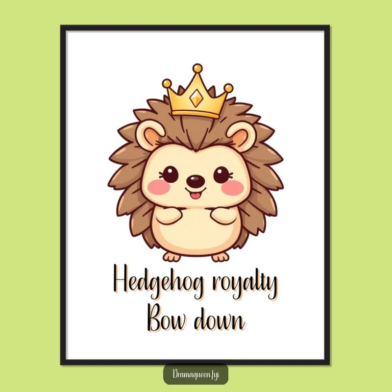 Free Printable Wall Art: Funny Hedgehog King Crown Decor, Hilarious Downloadable Art for Any Room